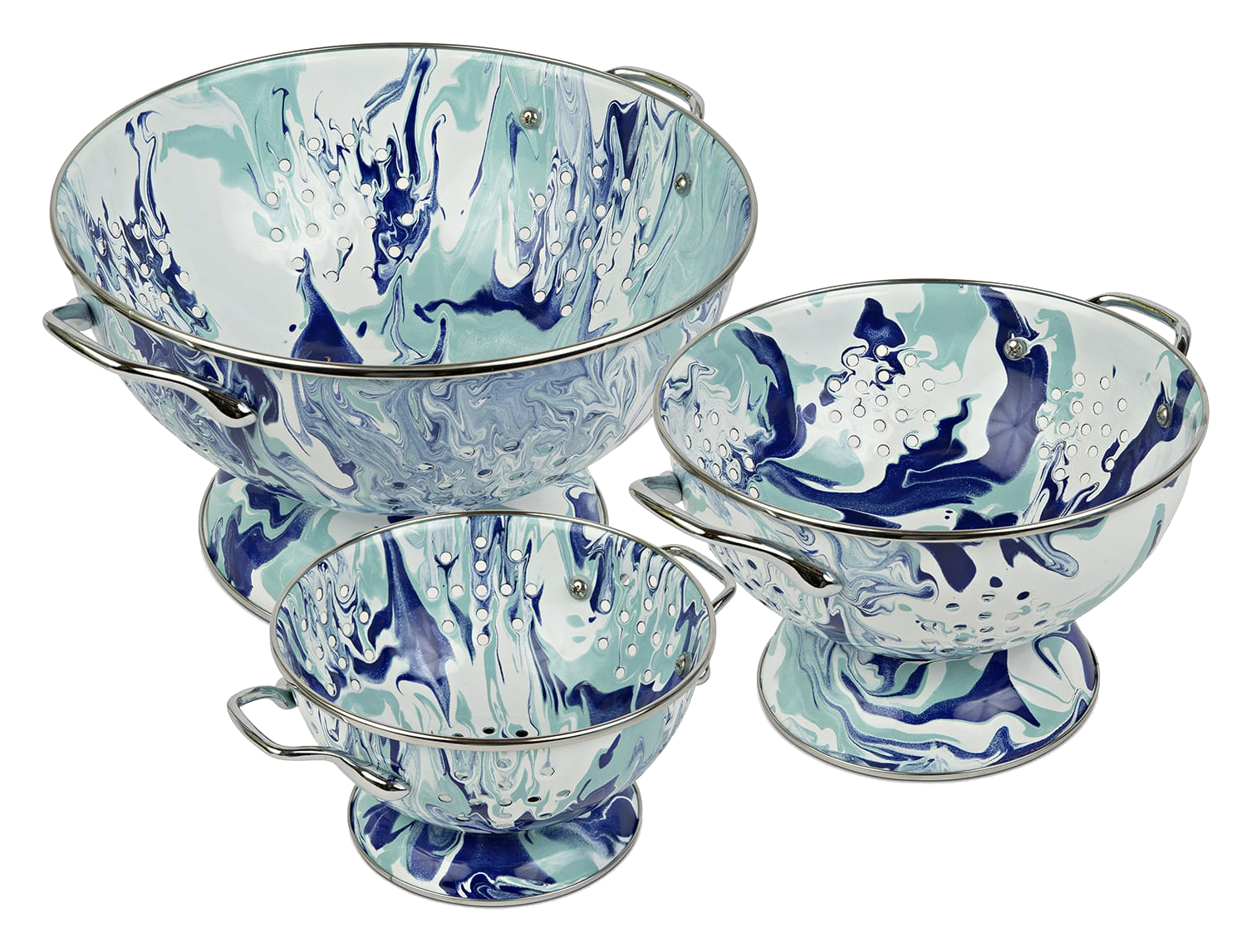 Golden Rabbit Lagoon Enamelware Colanders Set of 3