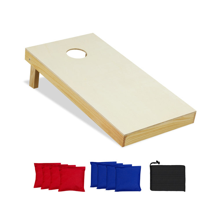 Solid Wood Cornhole Board Set Portable Corn Hole Game Board Includes 8 Bean Bags - Medium