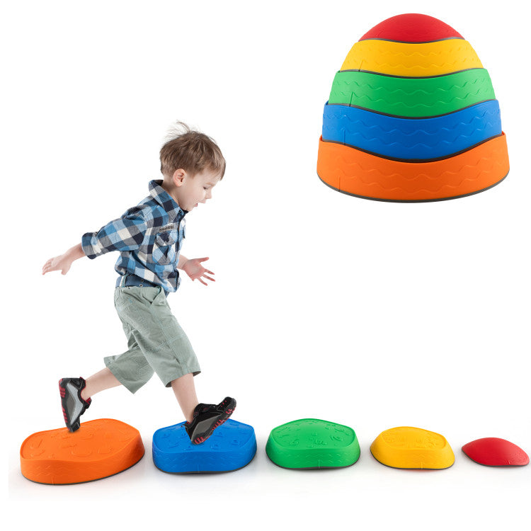 5 Pieces Kids Stepping Stones Stackable Round Indoor Outdoor