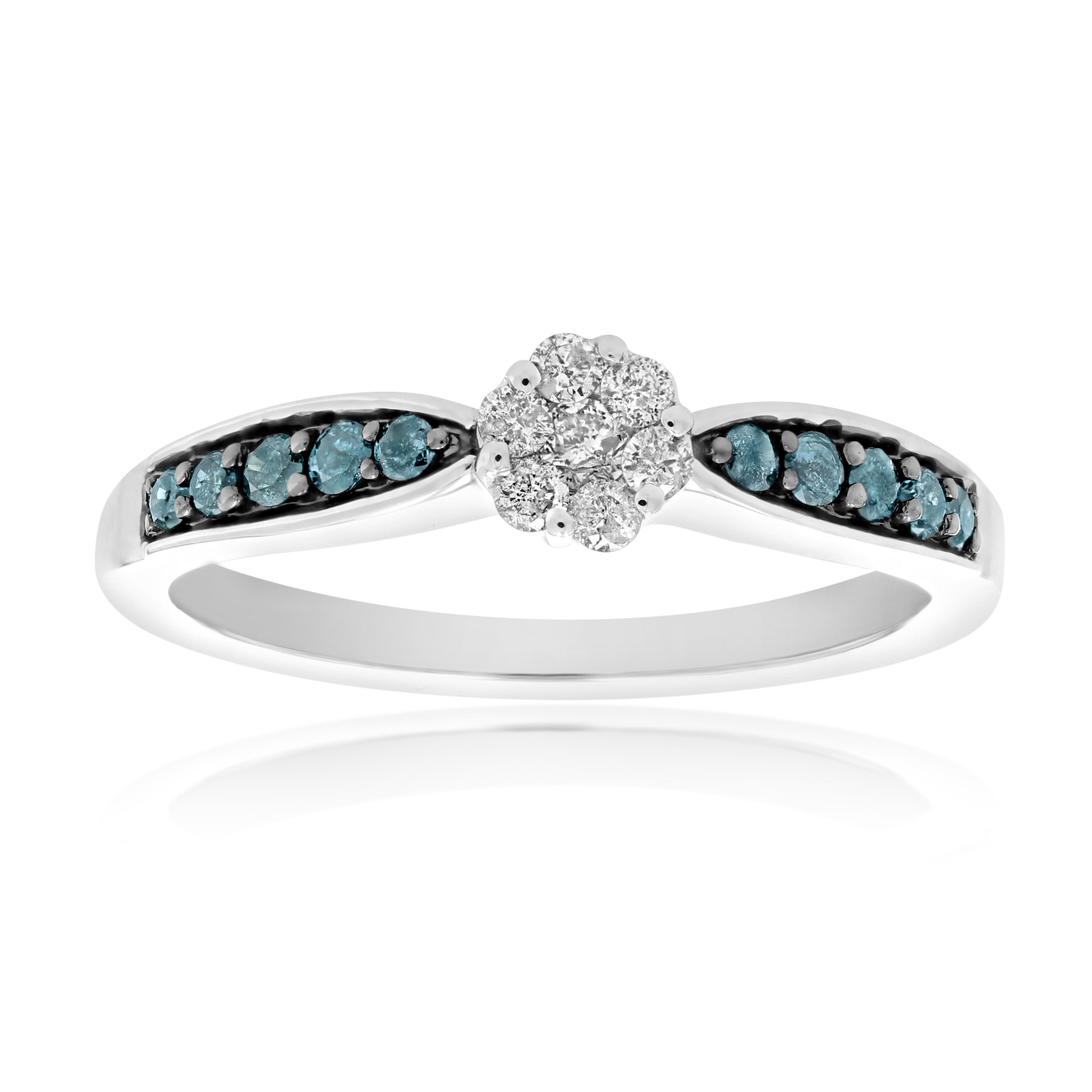 1/3 cttw Blue Diamond Solitaire Ring 10K White Gold