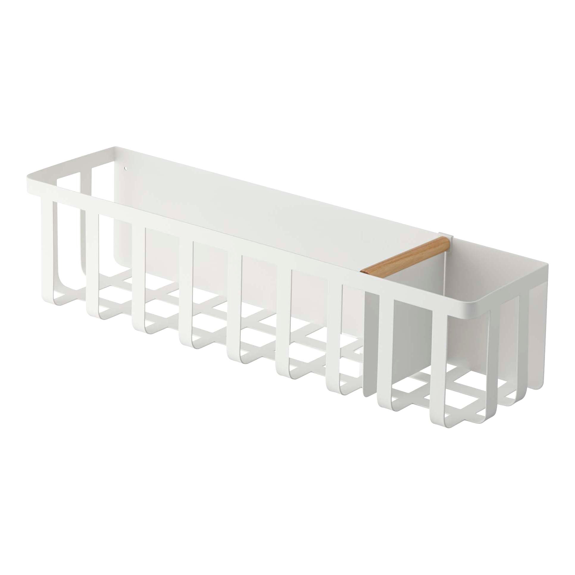 Yamazaki Home Magnetic Storage Basket, Steel + Wood, Magnetic, Sliding Divider, No Assembly