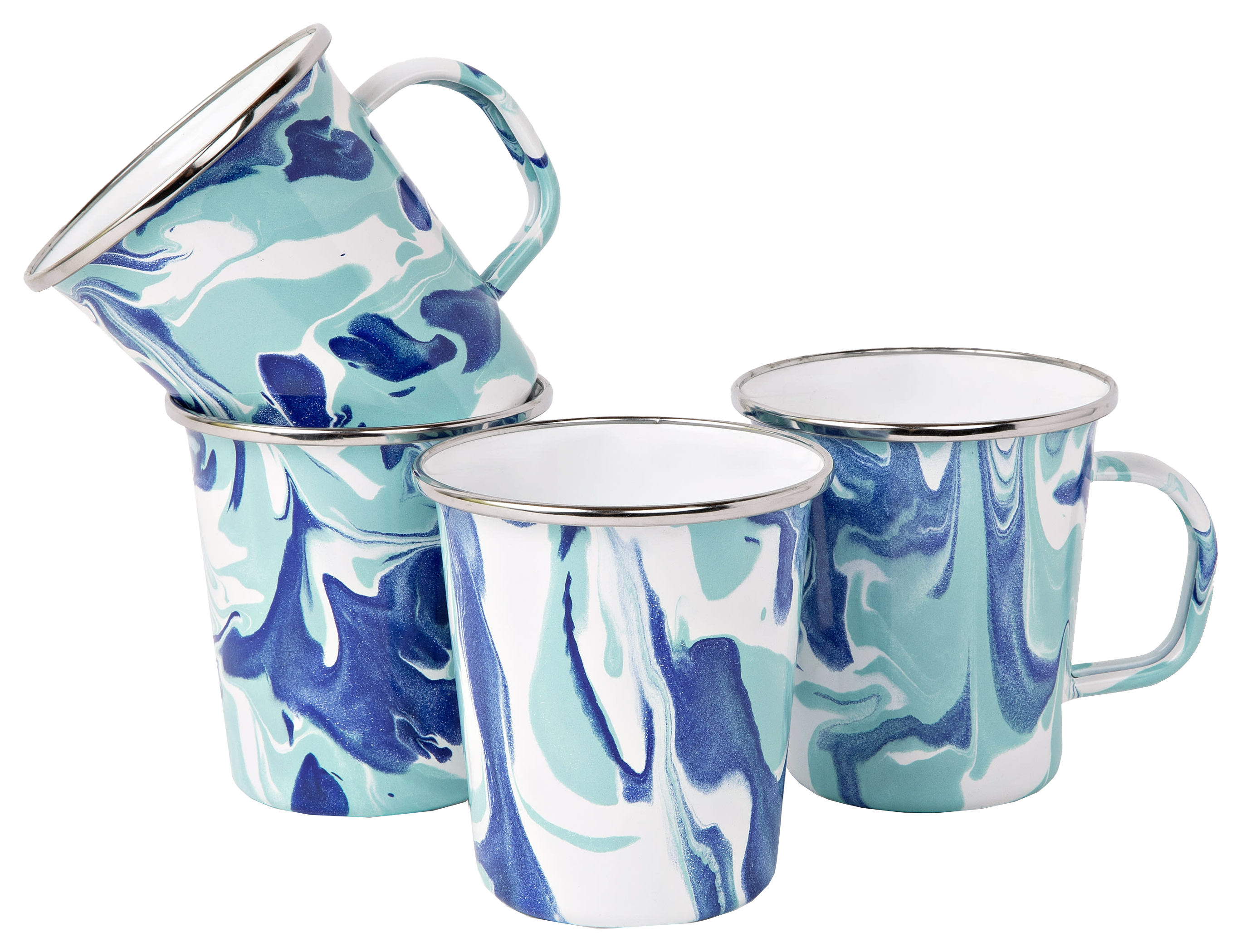 Golden Rabbit Lagoon Enamelware 4-Piece Latte Mug Set
