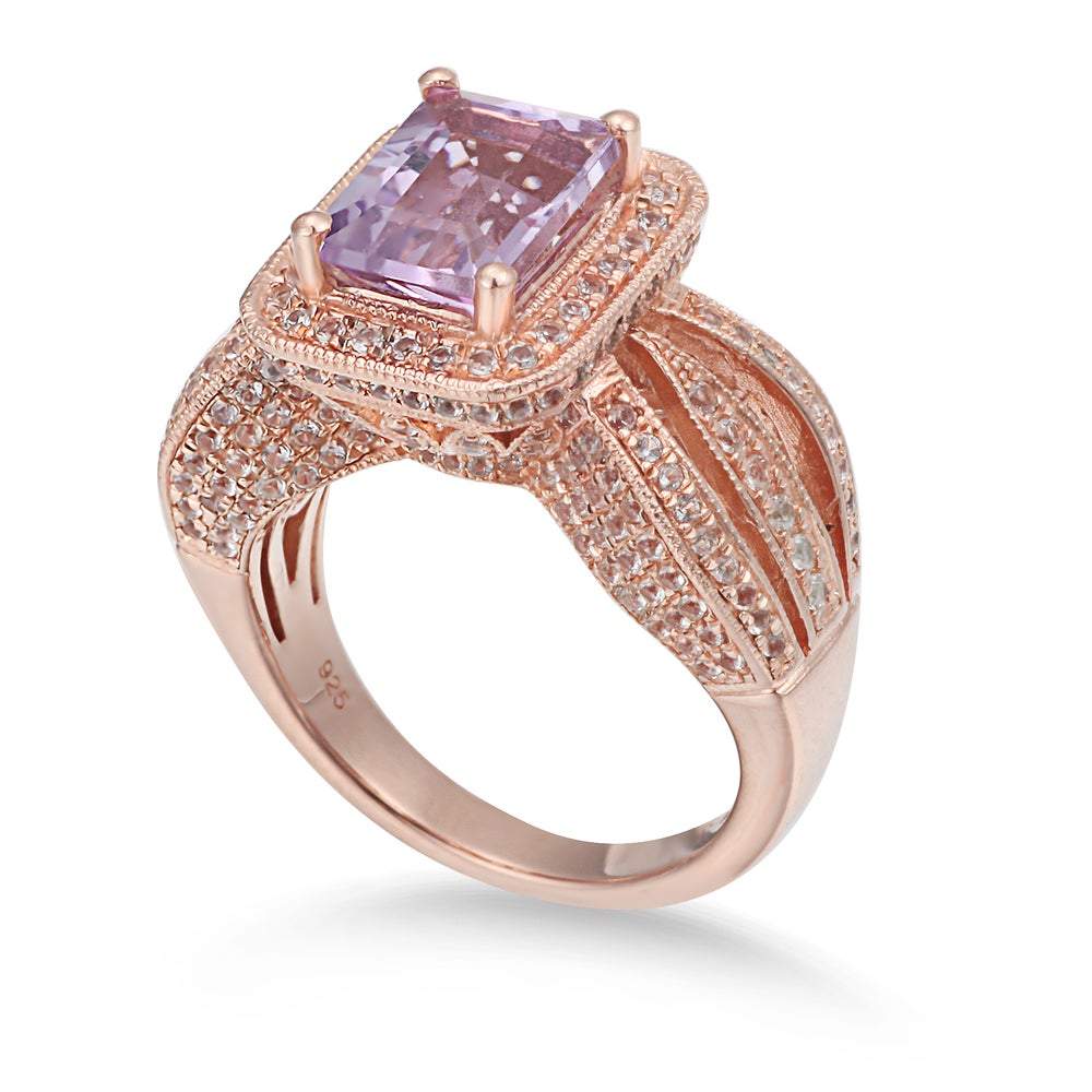 Suzy Levian Sterling Silver 4.3 TCW Purple Amethyst Ring
