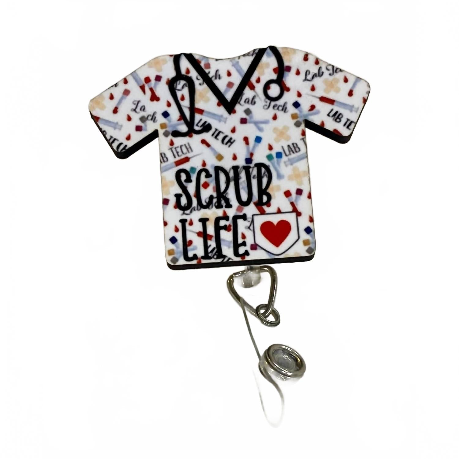 Scrub Life Acrylic Badge Reel Holder In Phlebotomist