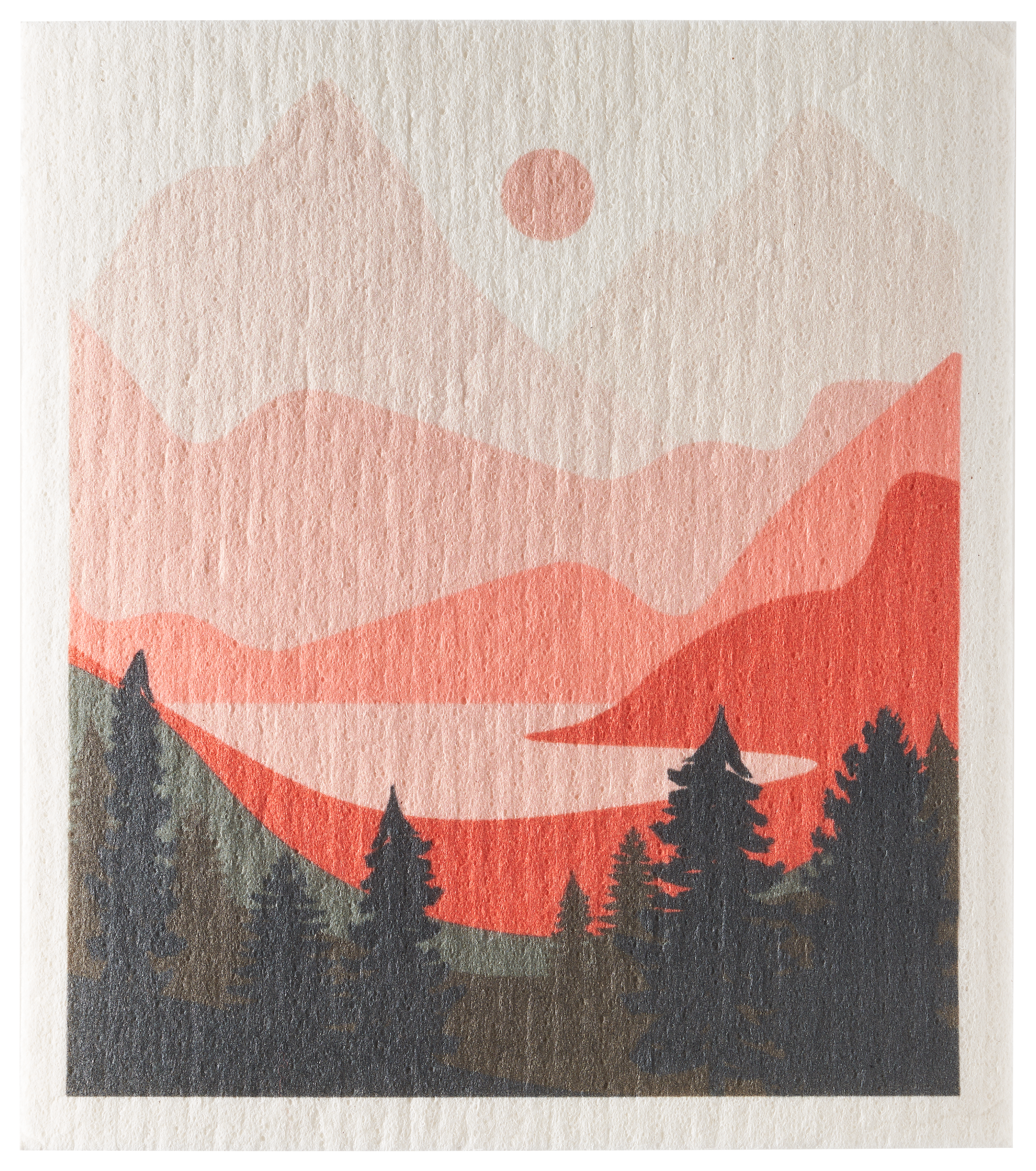 White River Home Mountain Sunset Swedish Dishcloth