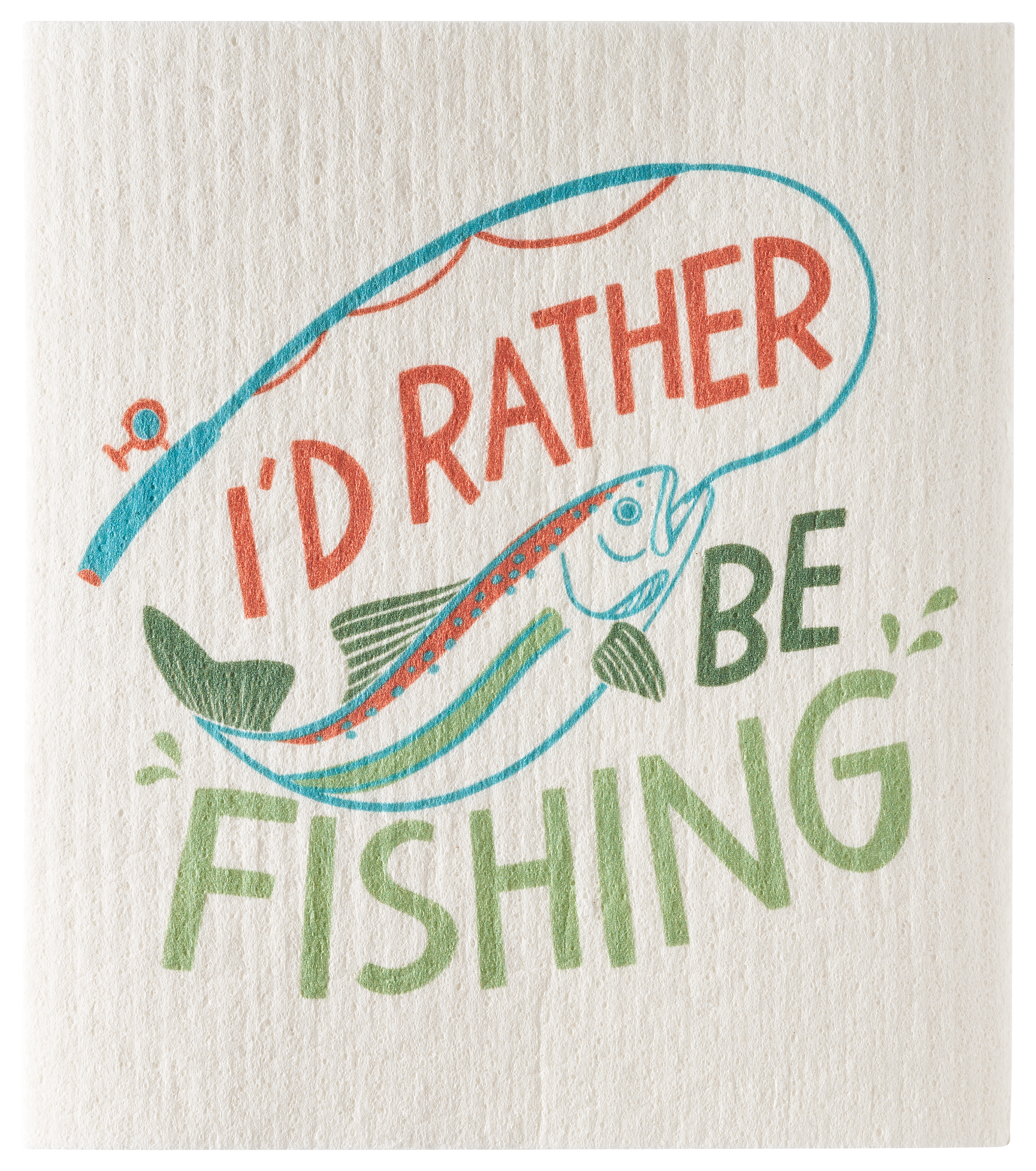 White River Home Rather be Fishing Swedish Dishcloth