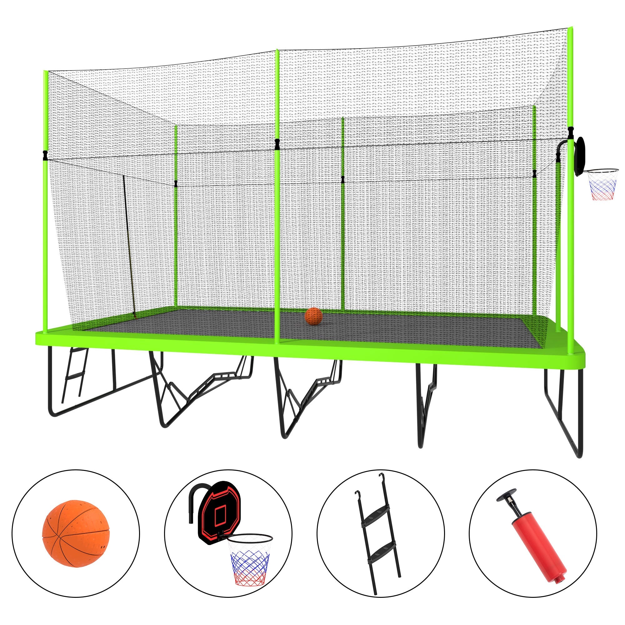 Streamdale 10 FT By 17FT Rectangule Trampoline With Fabric Powder-Coatednized