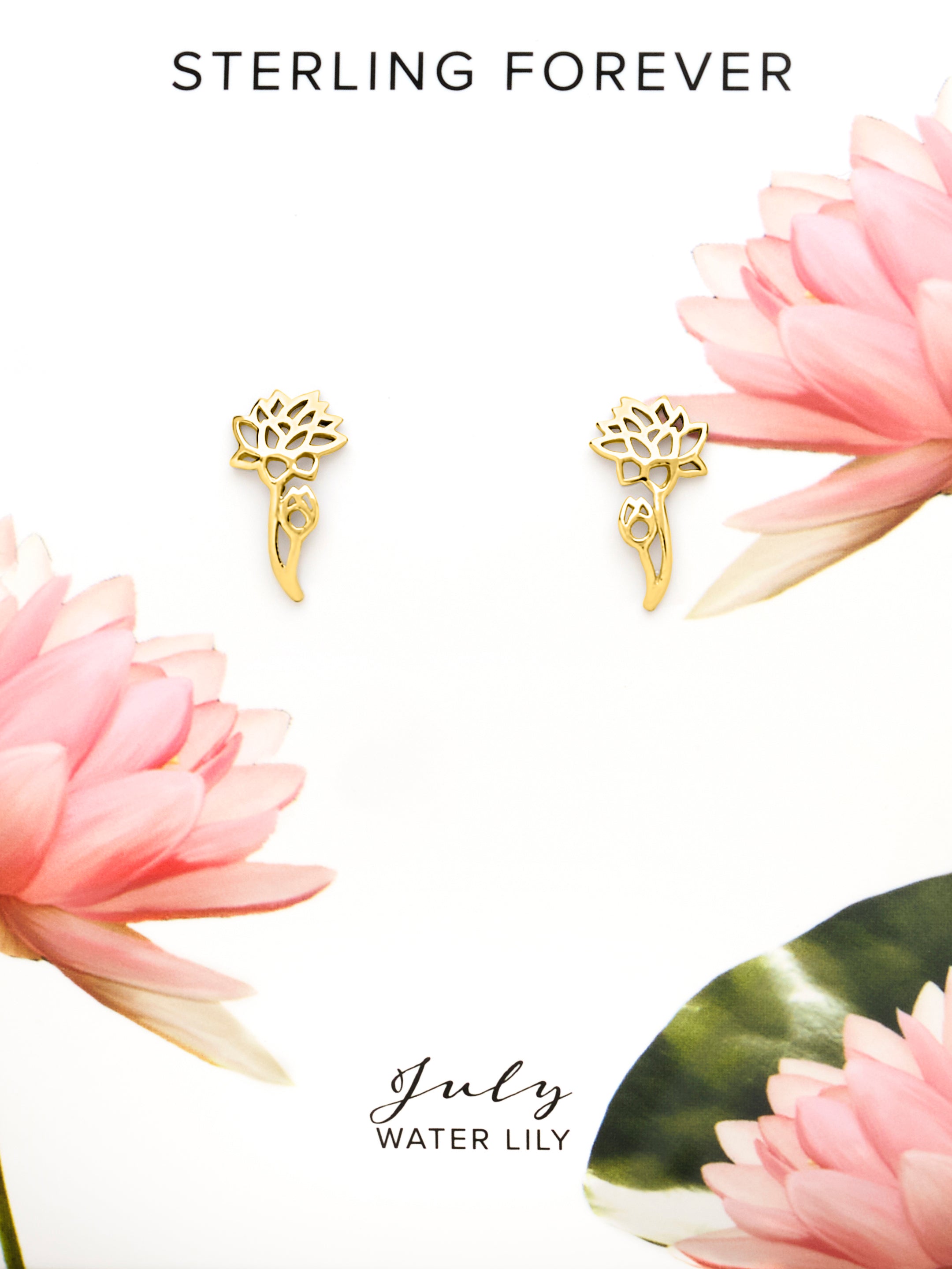 Sterling Silver Birth Flower Earring Studs - July