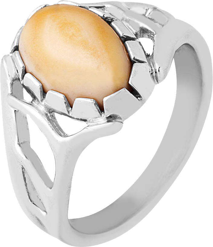 Frontier Collection Sterling Silver Elk Ivory Scalloped-Edge Ring for Ladies