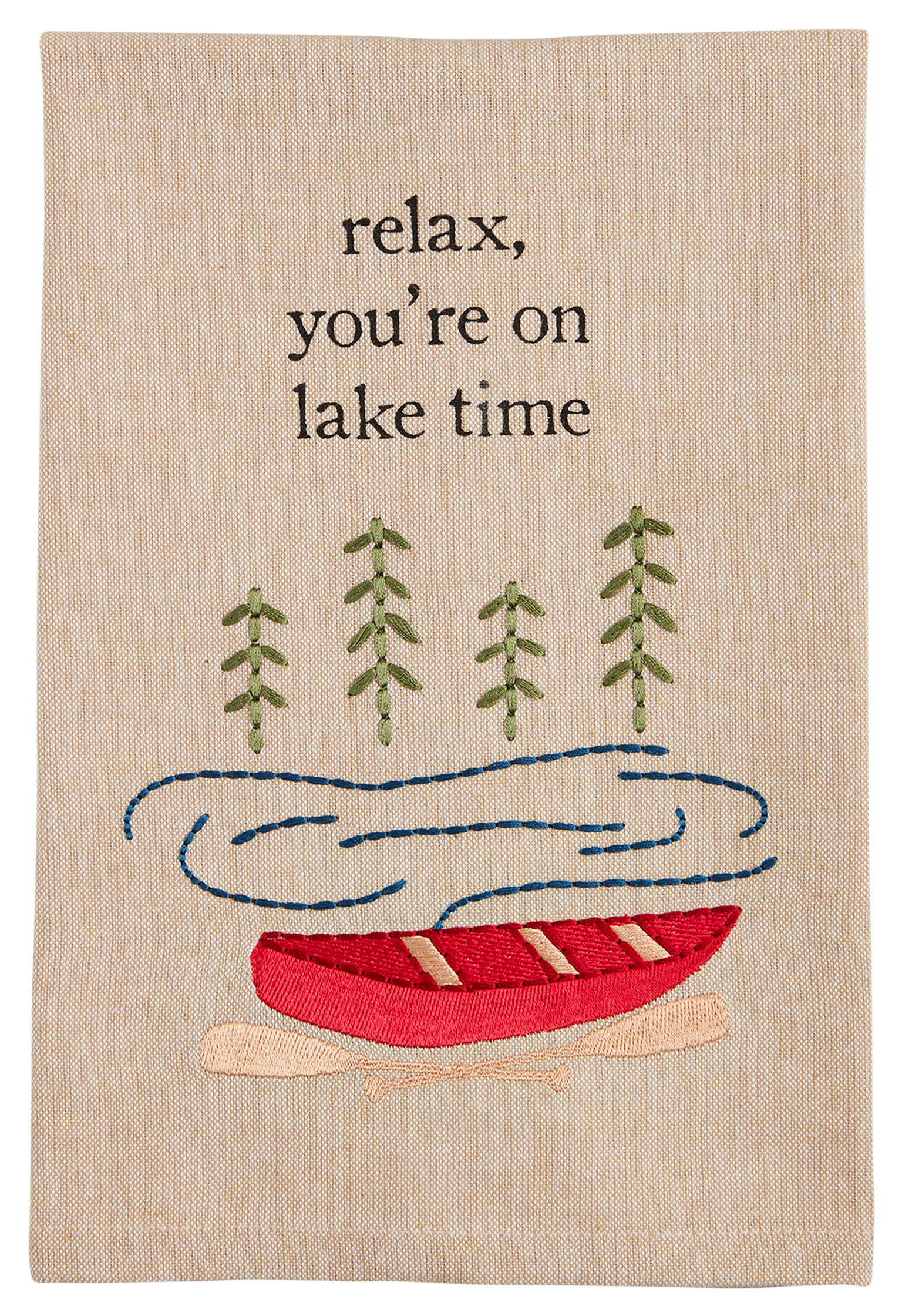 Mud Pie Relax on Lake Time Embroidered Towel