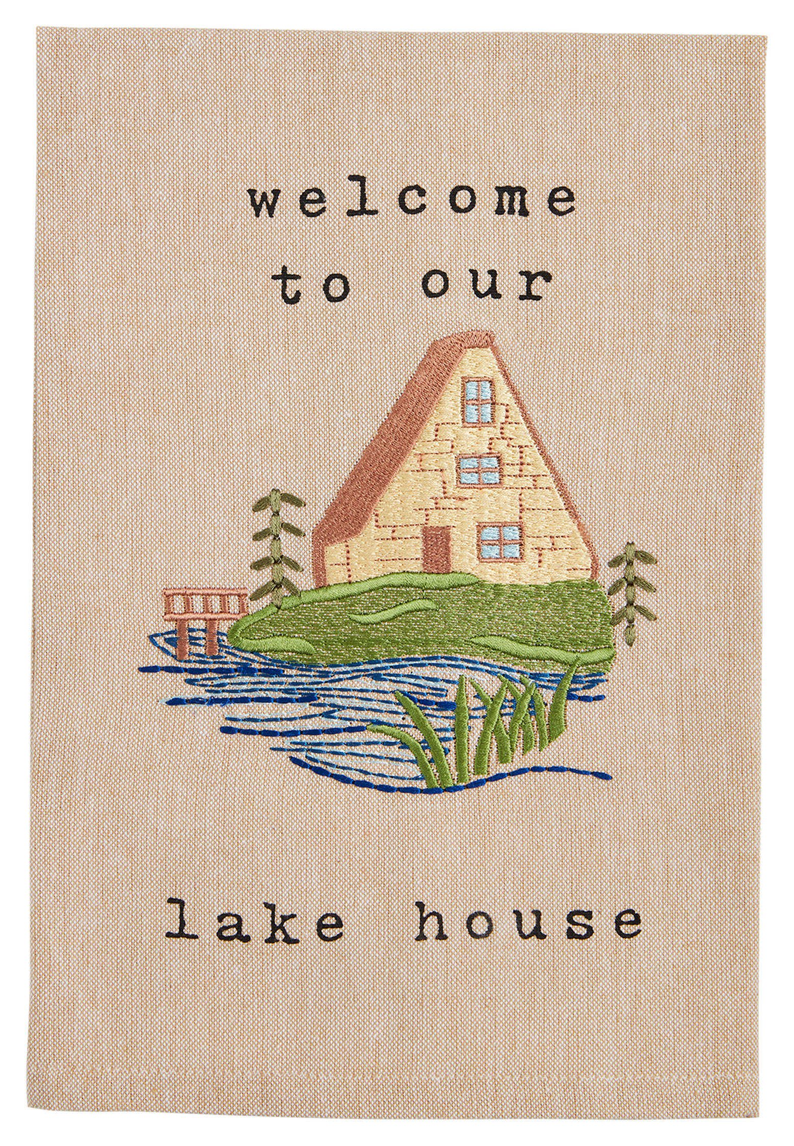 Mud Pie Lake House Welcome Embroidered Towel