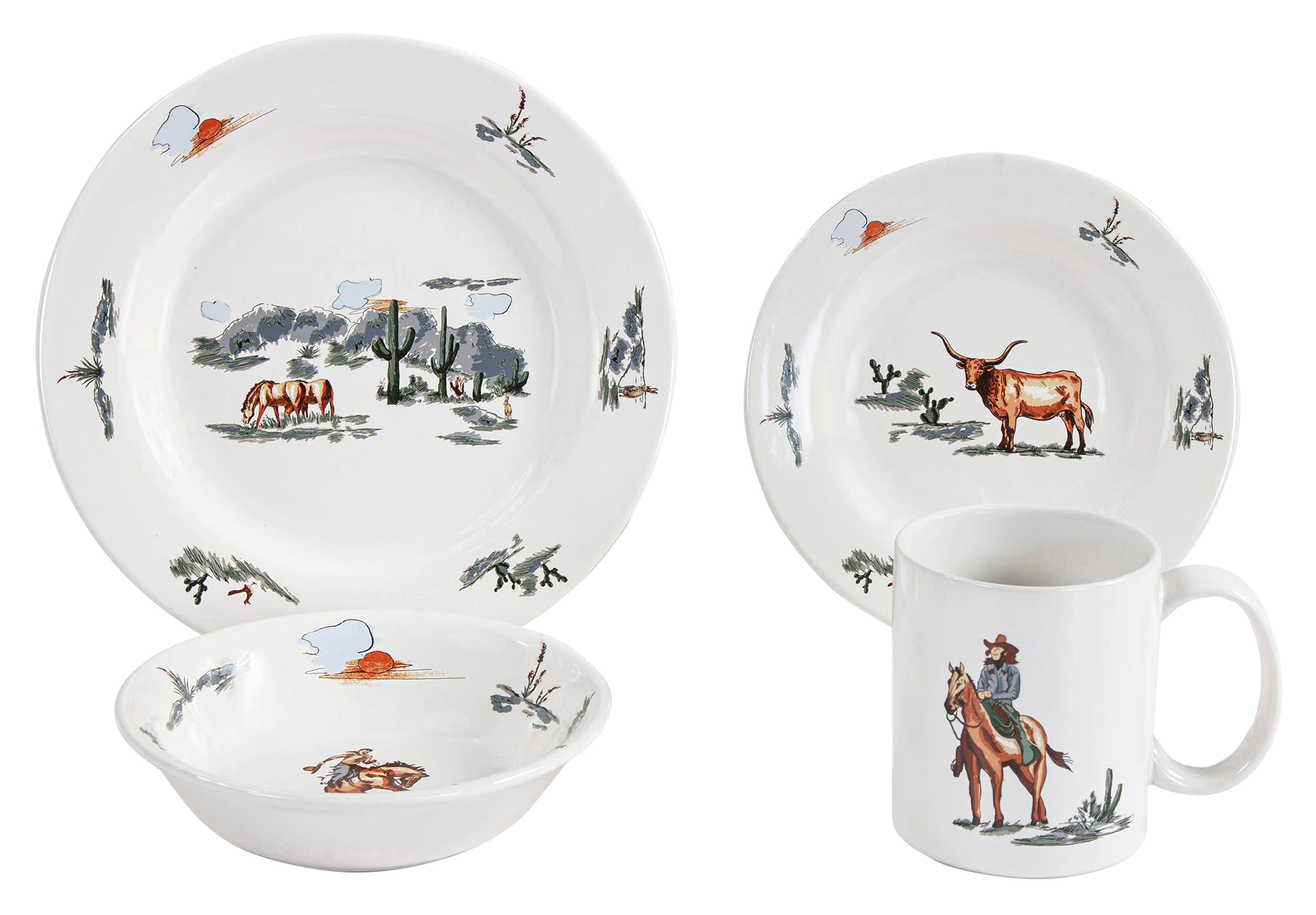 HiEnd Accents Ranch Life 16-Piece Ceramic Dinnerware Set