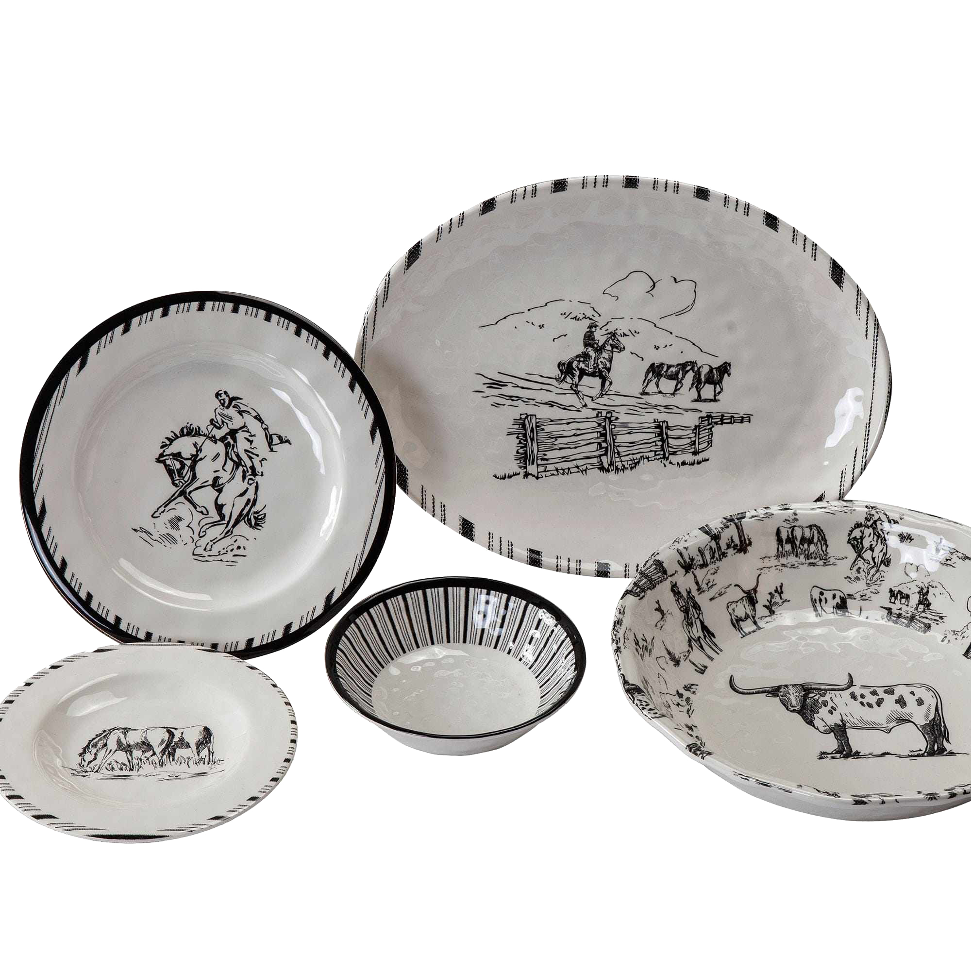 HiEnd Accents Ranch Life 16-Piece Melamine Dinnerware Set