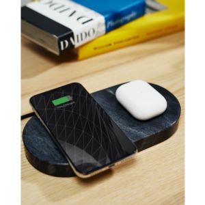WP0203020-024 Einova Dual Charging Stone With Two Wireless 10W Qi Charging Spots - Black Marble