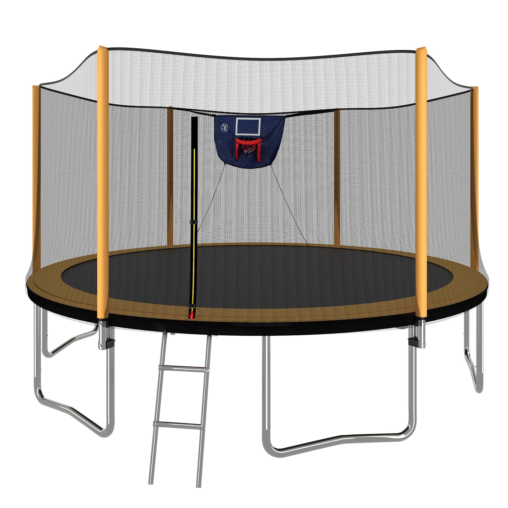 Streamdale 14FT Powder-coated Advanced Trampoline with Basketball Hoop Inflator and Ladder(Outer Safety Enclosure) Orange