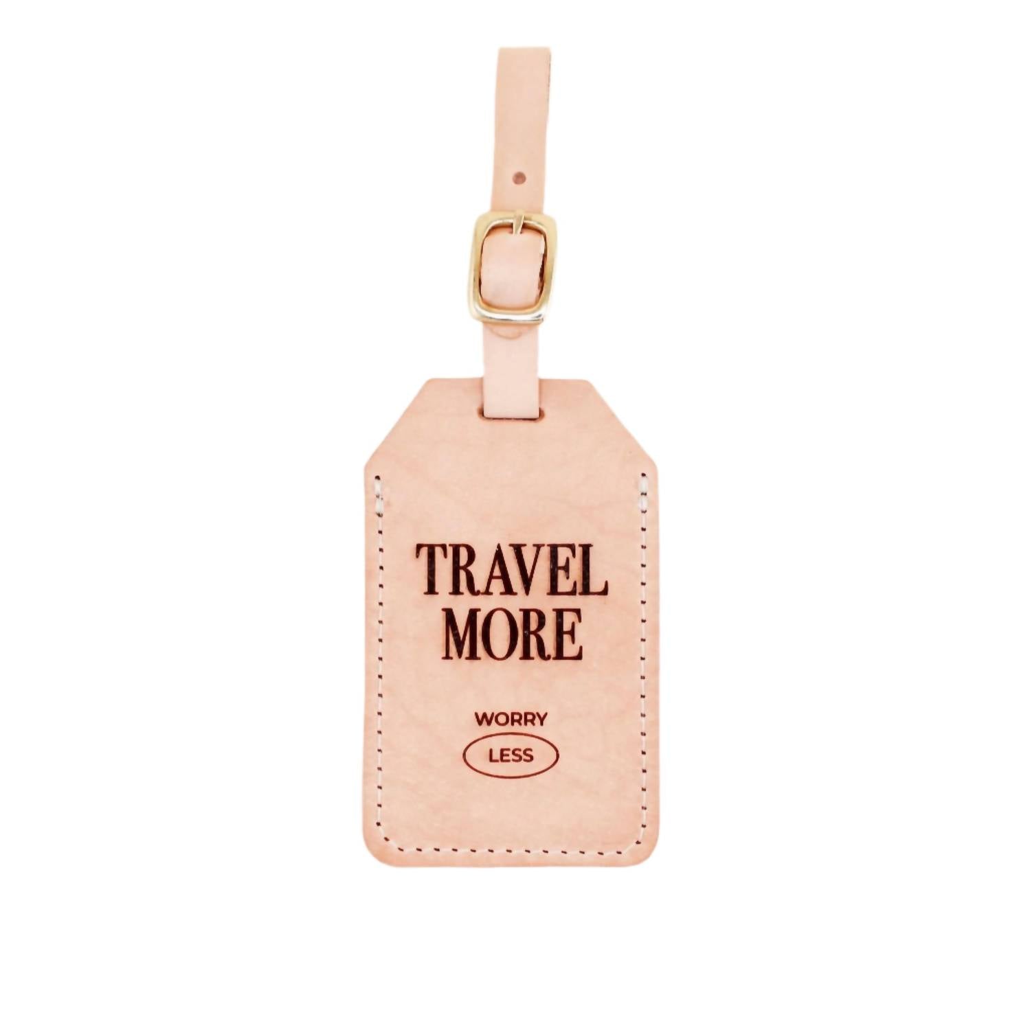 Travel More Worry Less Luggage Tag In Peach