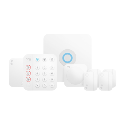 Ring Alarm Kit - 8-Piece - 2nd Gen White, includes: 1 x Base Station, 4 x Contact Sensor, 1 x Keypad, 1 x Range Extender, 1 x Motion Detector