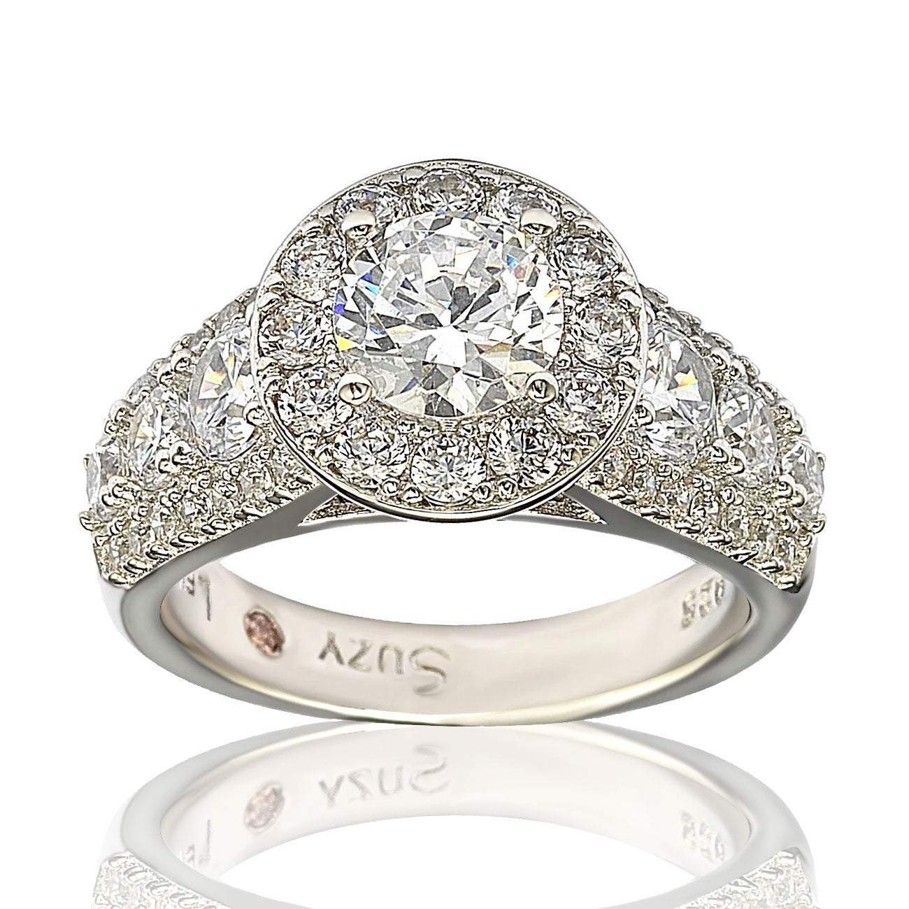 Suzy Levian Bridal Sterling Silver White Cubic Zirconia Engagement Ring