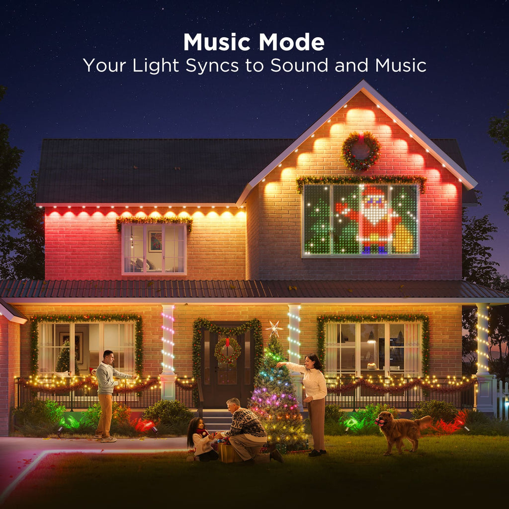 Govee - Wi-Fi RGBIC Outdoor Permanent String Lights 100ft - White