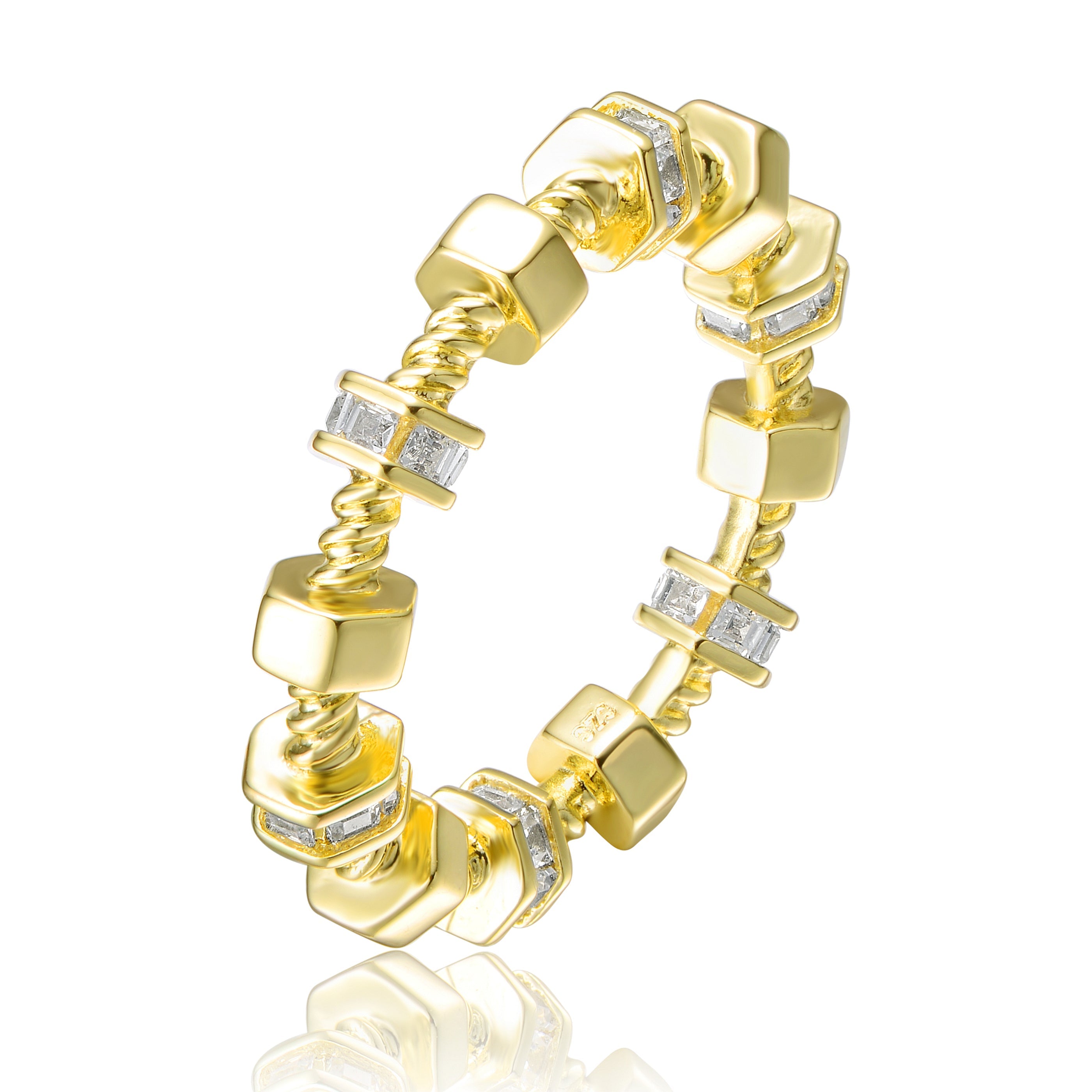 Rachel Glauber Gold Plated Cubic Zirconia Band Ring