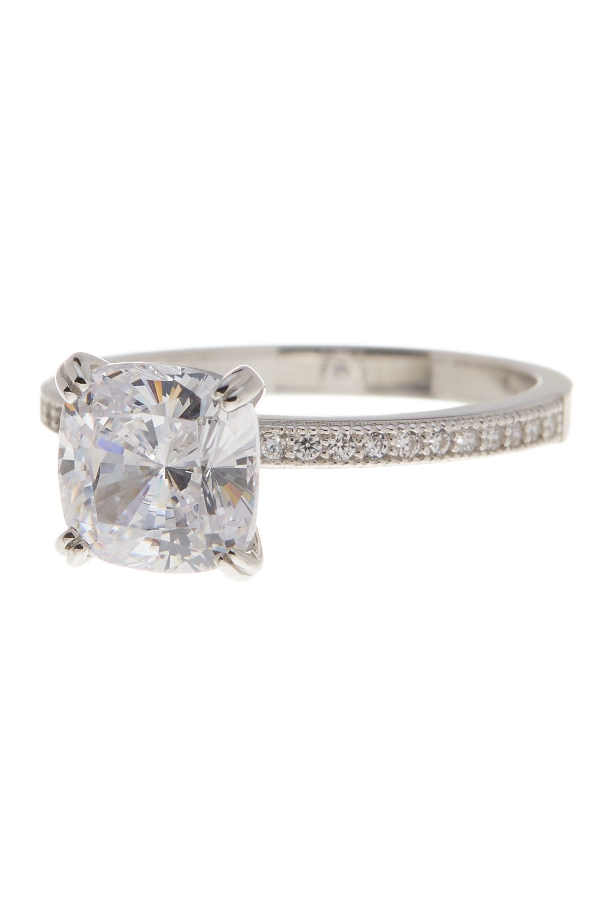 Sterling Silver Cushion CZ Solitaire Ring