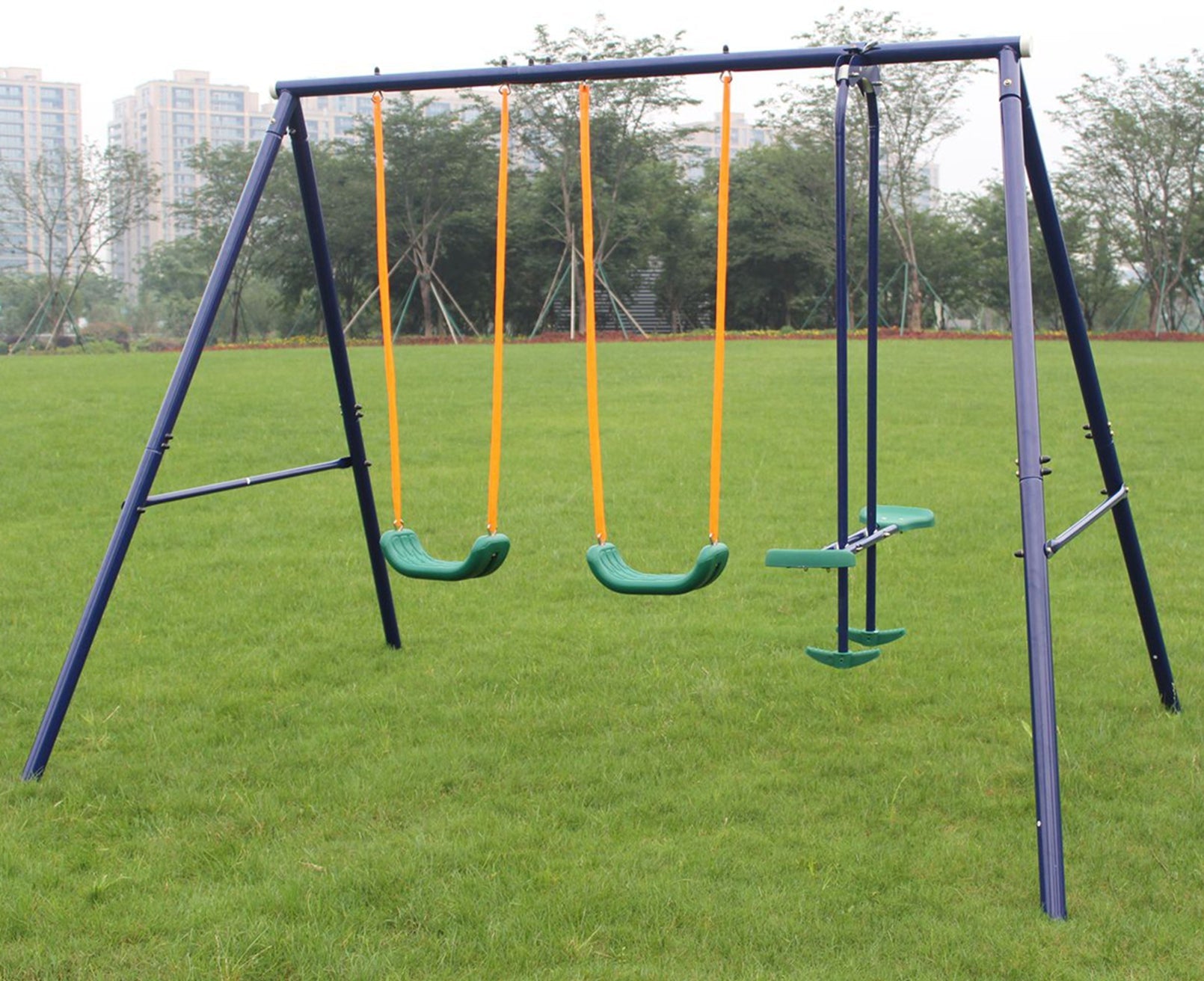 Streamdale Metal Swing Set Outdoor With Glider For Kids