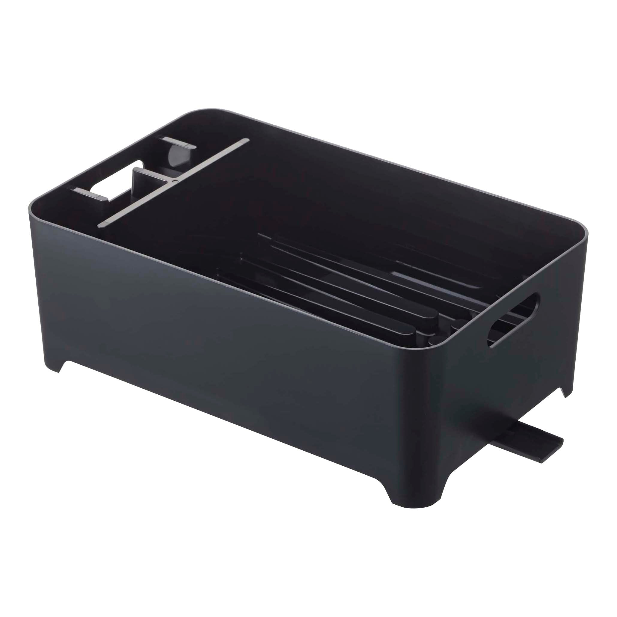 Yamazaki Home Dish Rack, ABS Plastic, 1.25 gallon, 4.5 liters, Supports 11 pounds, Built-in Utensil Holder, Draining Spout, Handles, No Assembly