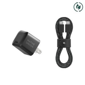 Native Union FAST30-CC-BKCOS-US Fast GaN PD 30W Charger w/ USB-C to USB-C Cable Bundle Black/Cosmos