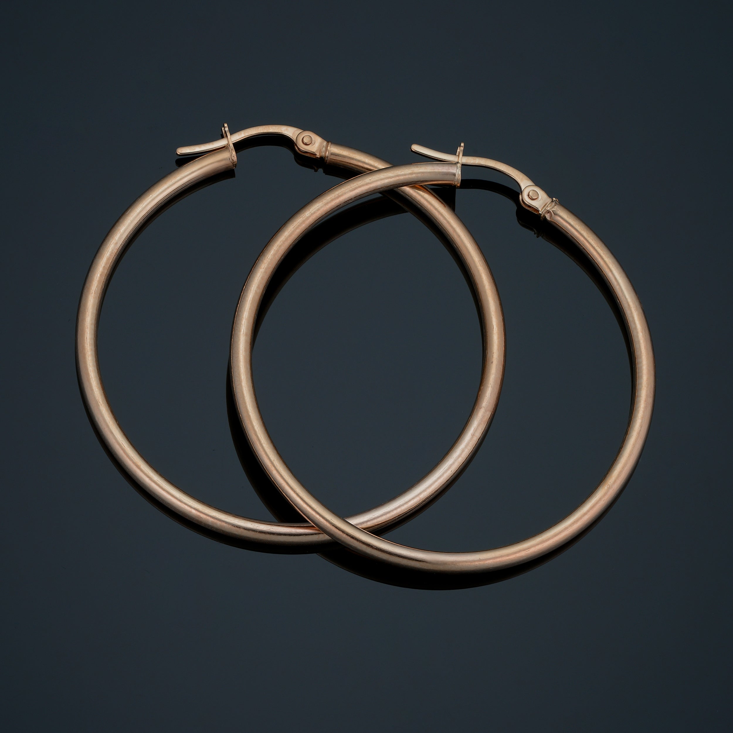 14k Rose Gold Hoop Earrings (35 mm)