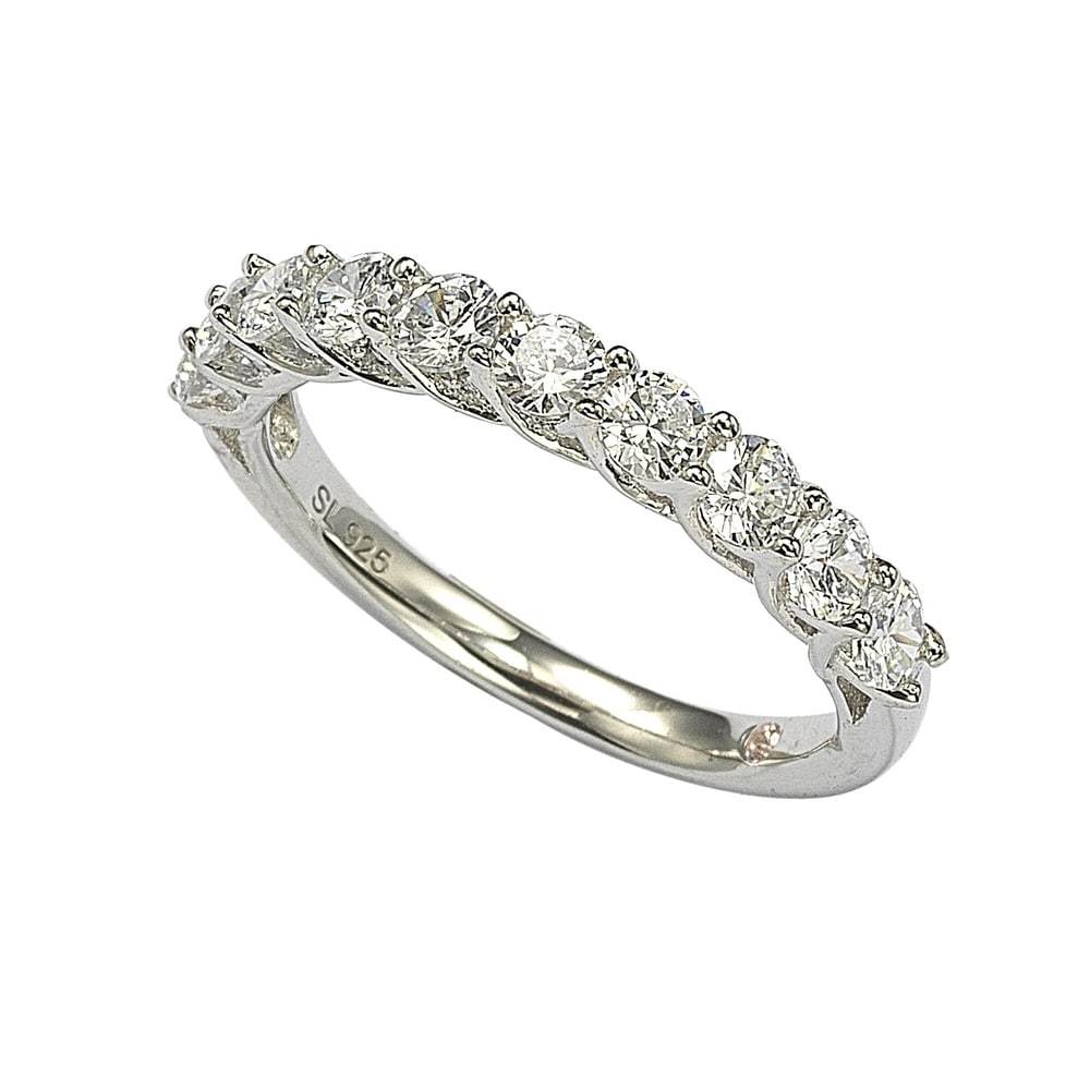 Suzy Levian Sterling Silver White Cubic Zirconia Half Band