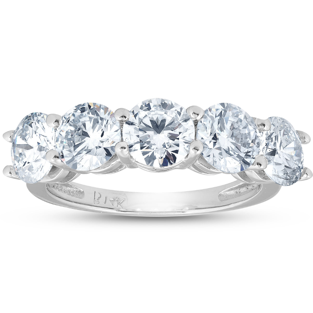 3 3/4 Ct EX3 Lab Grown Diamond Five Stone Wedding Ring 14k White Gold