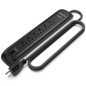 Monster-Essentials-5004 Monster Power Strip/Surge Protector 6 Outlets - Black