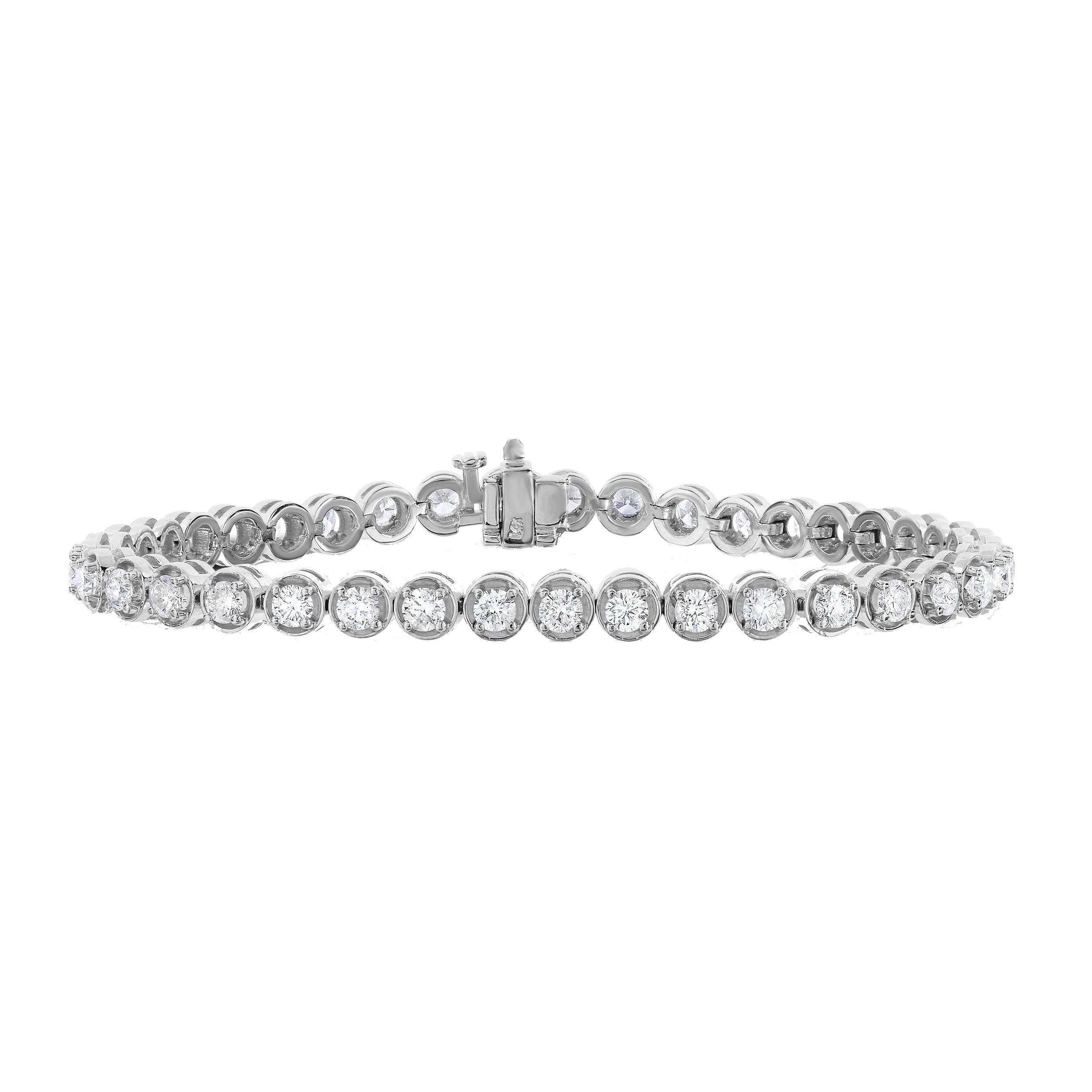 4 cttw VS2-SI1 IGI Certified Diamond Bracelet 14K White Gold Tennis Round 7 Inch