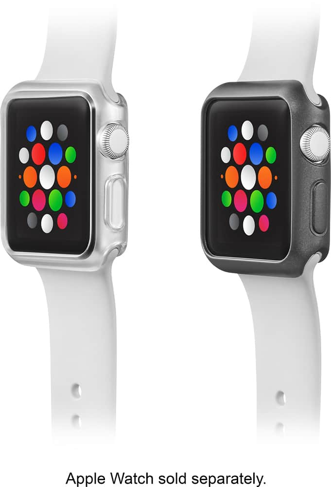 Modal™ - Bumper for Apple Watch 42mm (2-Pack) - Space Gray/Clear