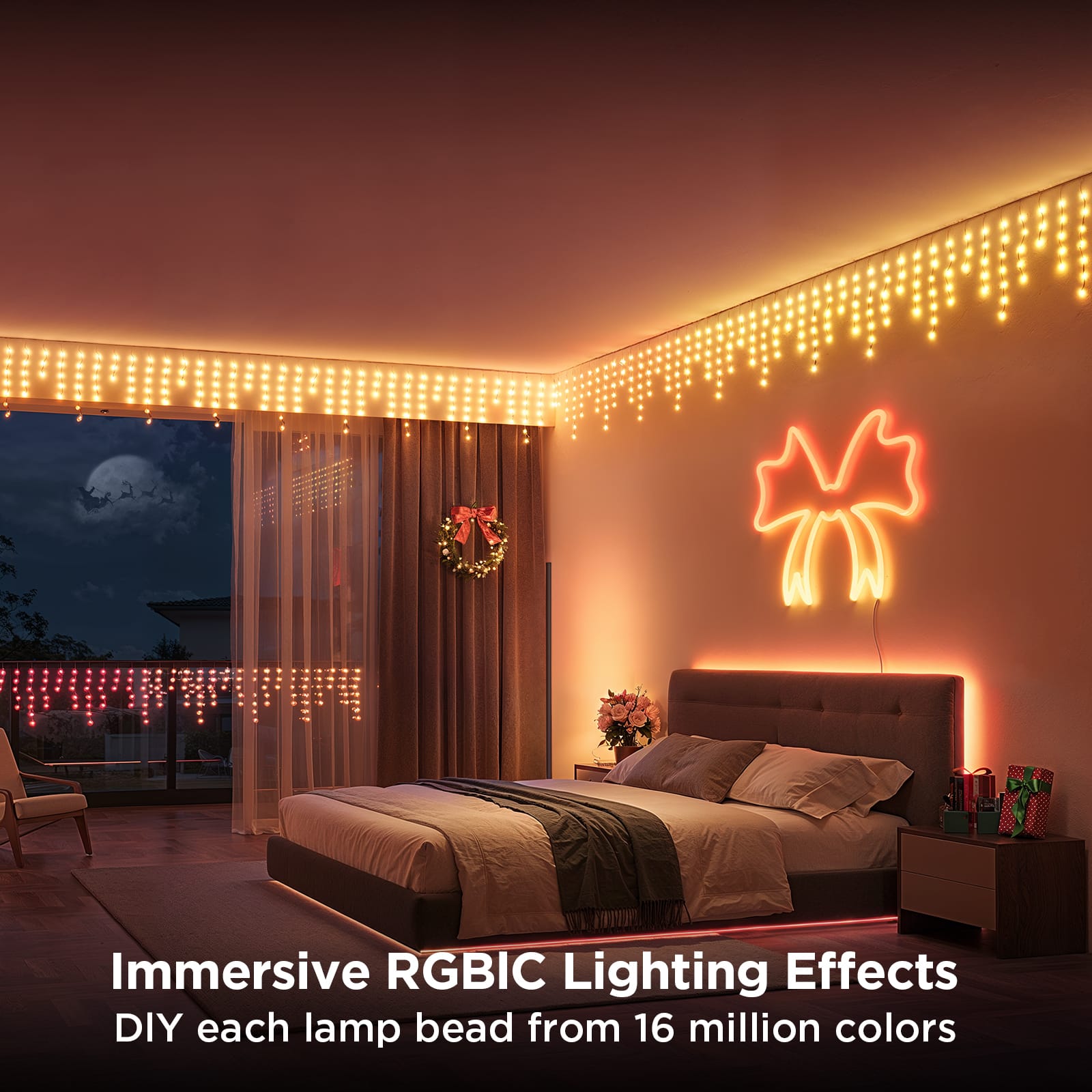 Govee - RGBIC 32.8ft Icicle Lights - Multi