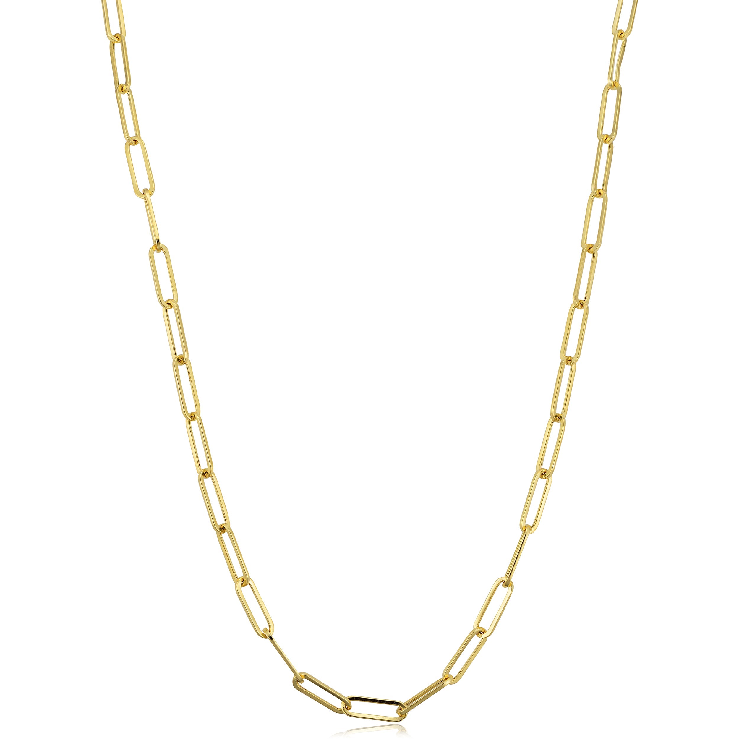 14k Yellow Gold 3mm Polished Paperclip Chain Necklace (20 inch)
