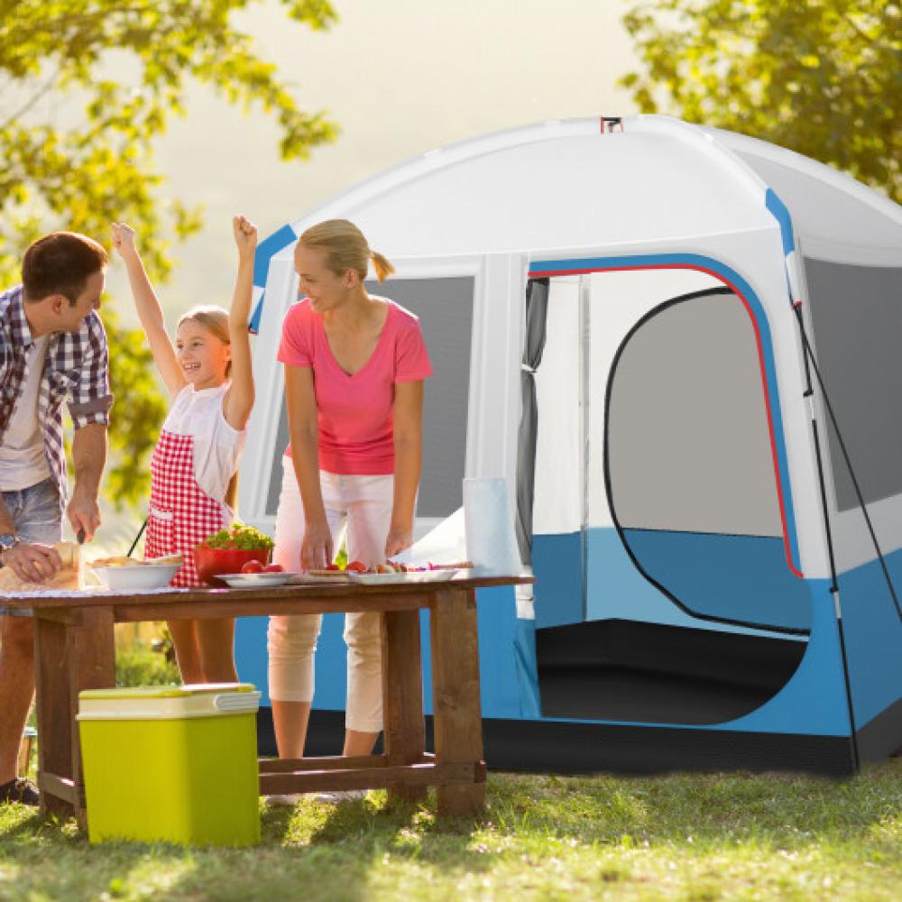 3 Person Outdoor Camping Tent with Removable Floor Mat for Camping Hiking Traveling-Blue