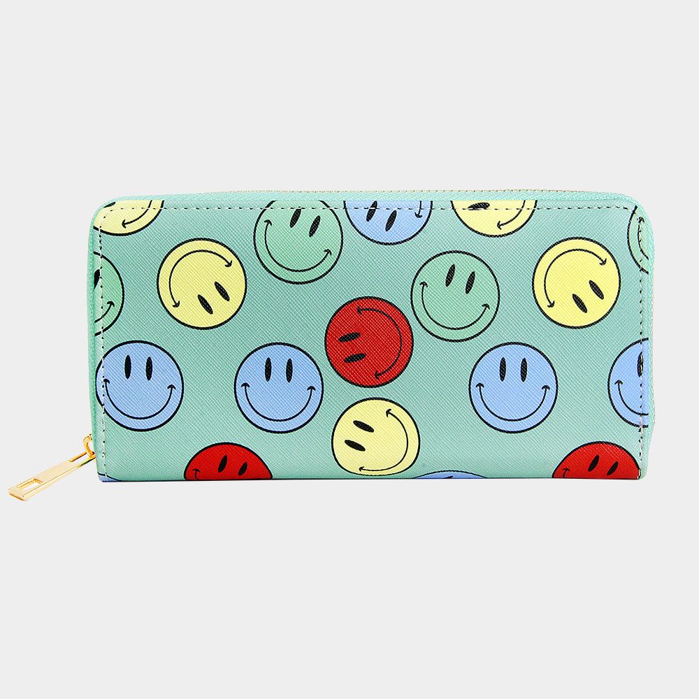 Smile Patterned Zipper Wallet