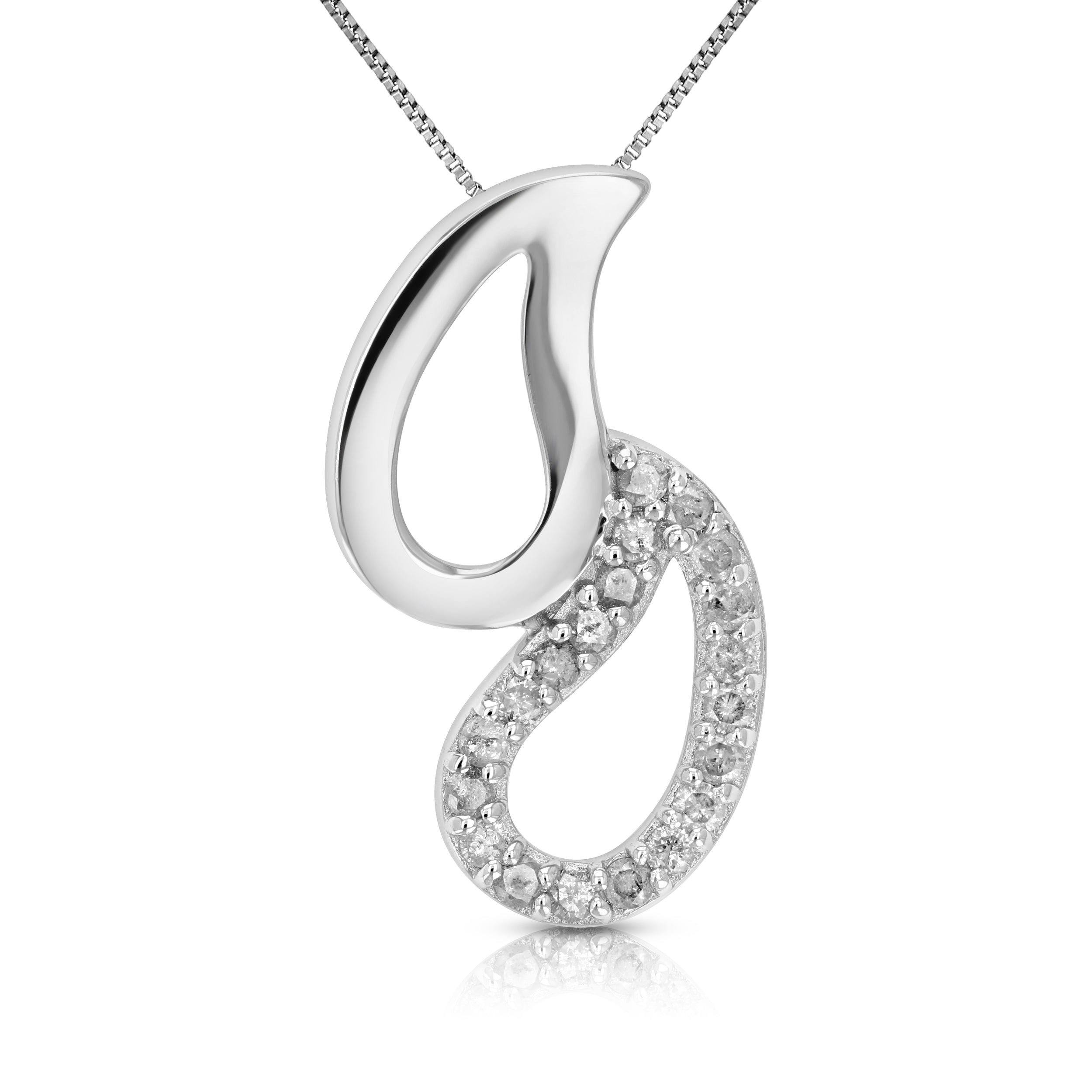 1/2 cttw Diamond Pendant Necklace .925 Sterling Silver With Rhodium With Chain