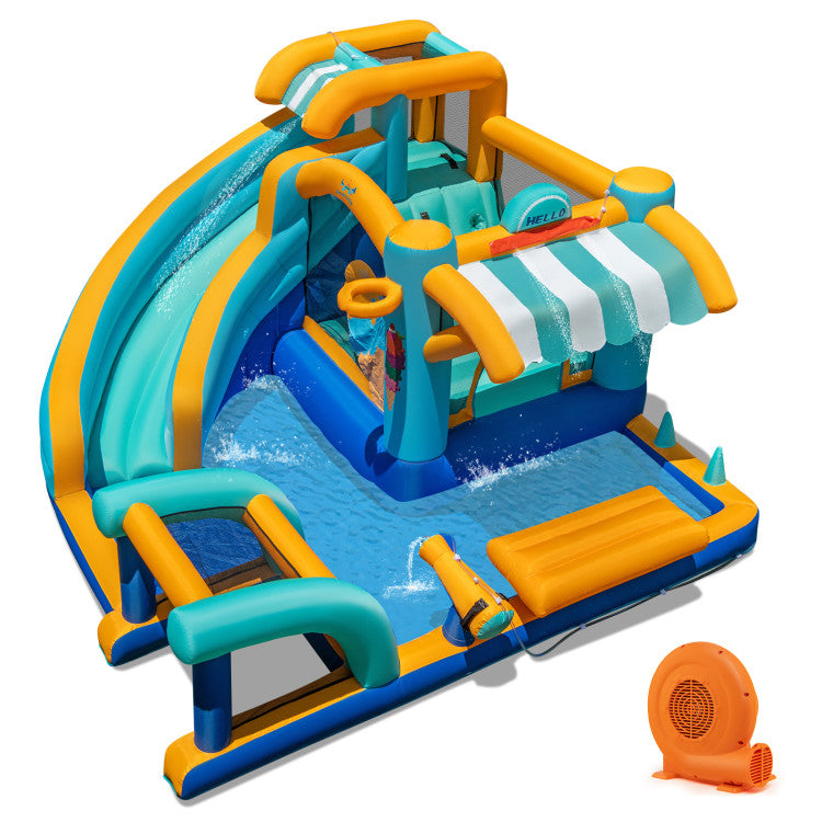 Inflatable Water Slide Bounce House Kids Jump Castle with 750W Blower