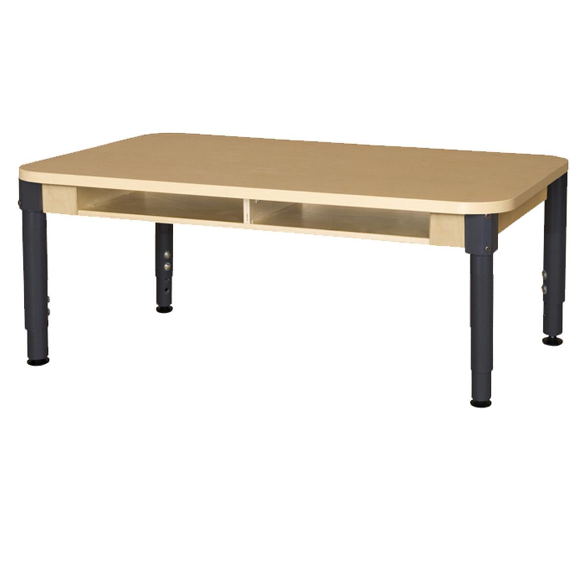 Wood Designs  Mobile Two Seater High Pressure Laminate Desk With Adjustable Legs- 20-31 in.