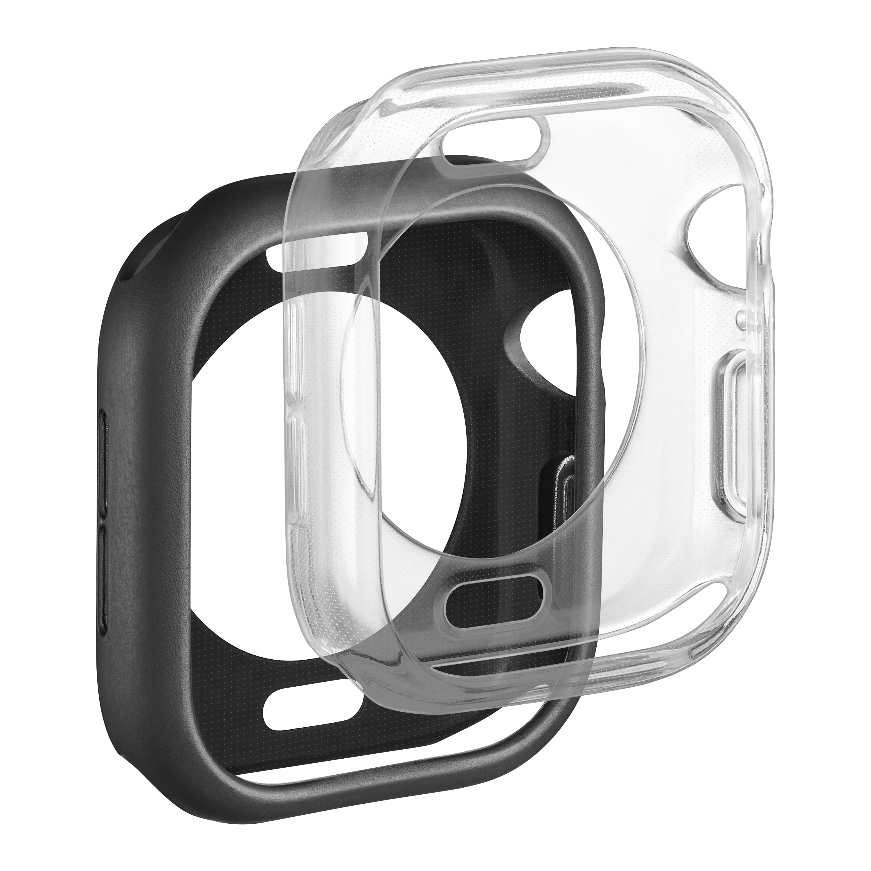Insignia™ - Bumper Cases for Apple Watch 46mm (2-Pack) - Black/Clear