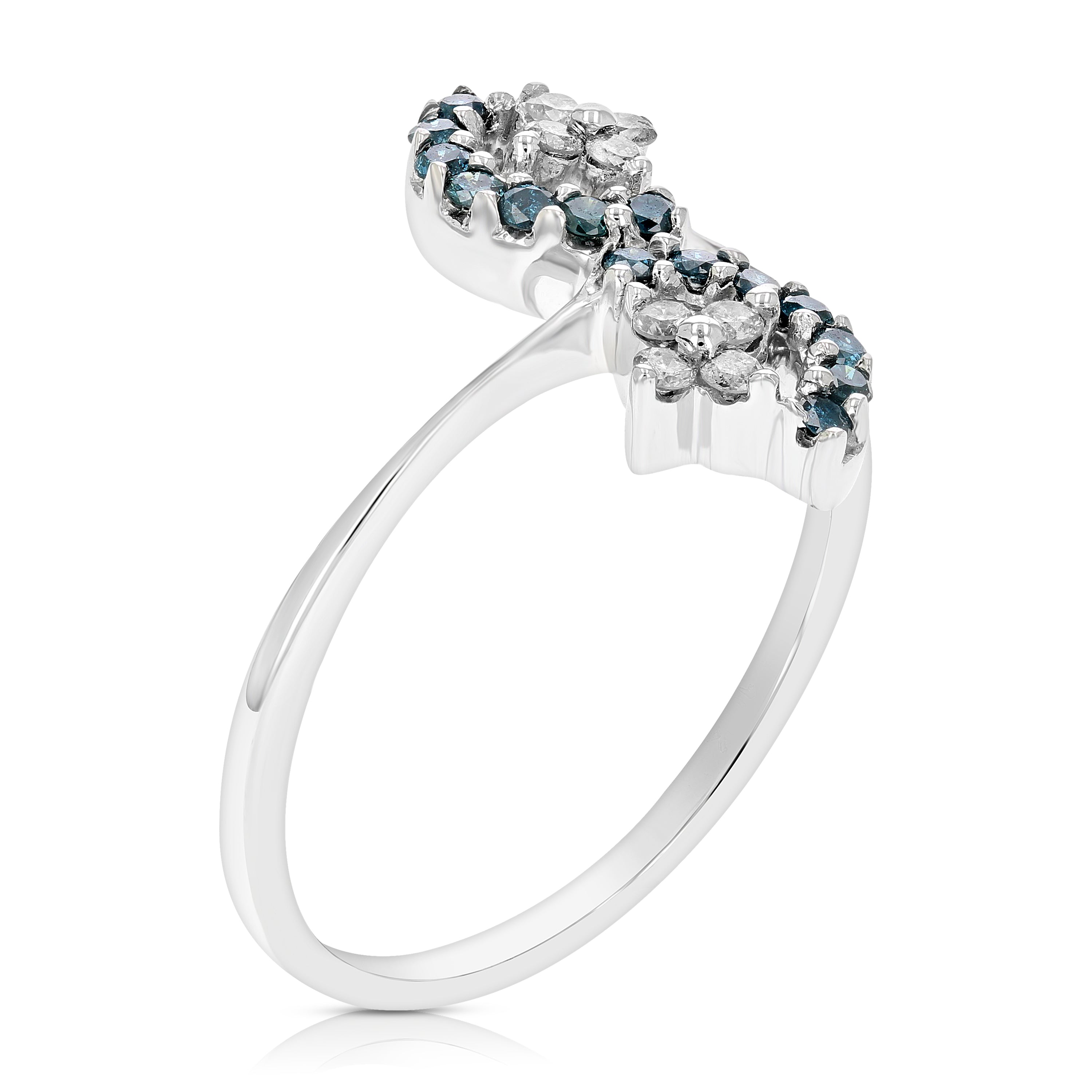 1/3 cttw Blue Diamond Ring Fashion Round 10K White Gold