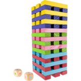 Hey! Play! - Nontraditional Giant Wooden Blocks Tower Stacking Game with Dice, Outdoor Yard Game  (Rainbow Color)