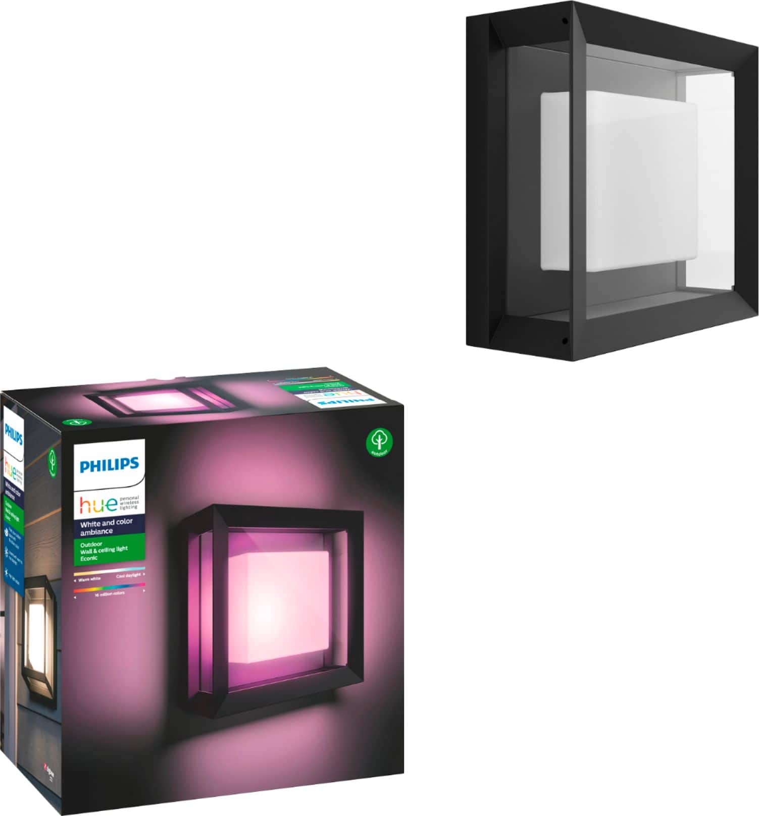 Philips - Hue Econic Outdoor Wall and Ceiling Light - White and Color Ambiance