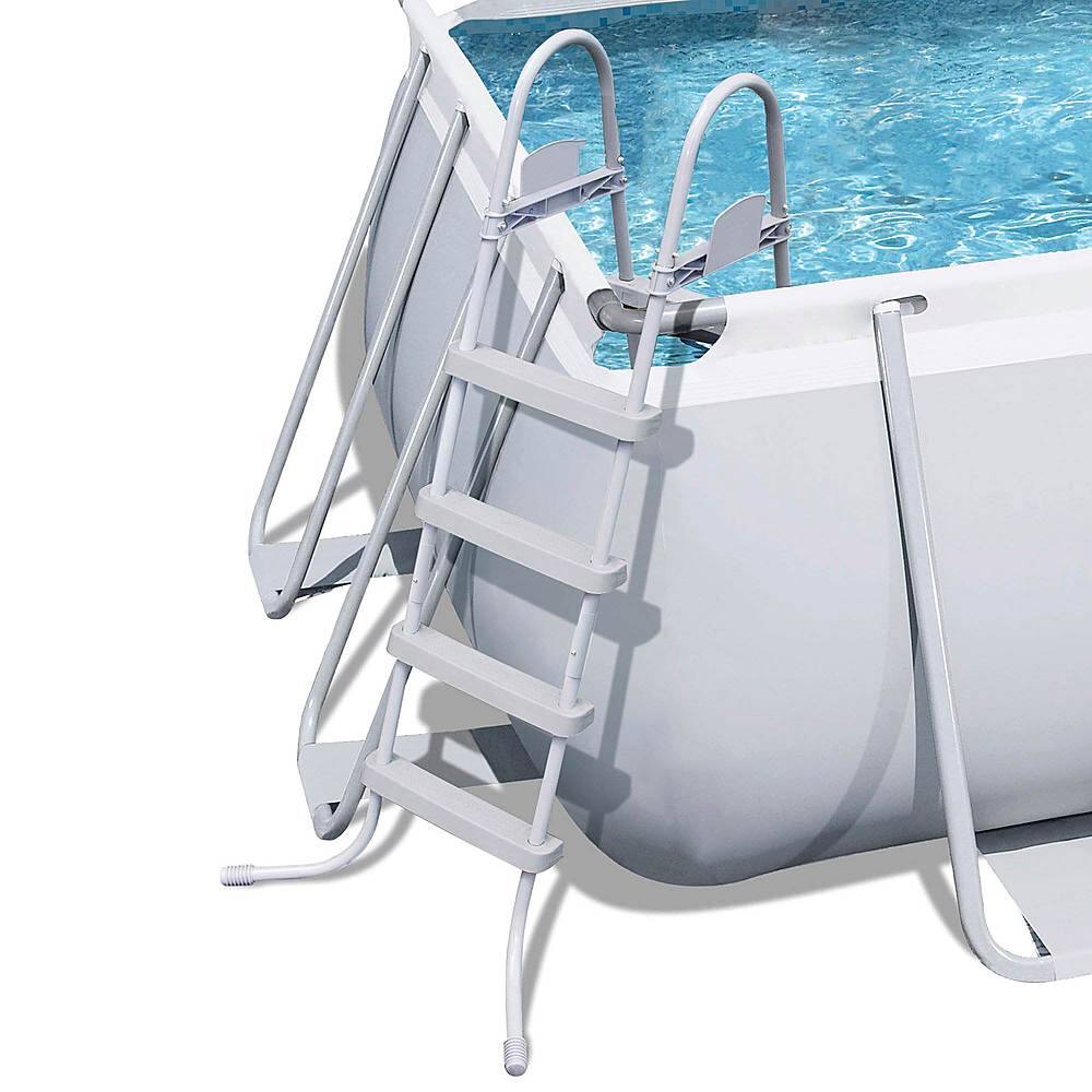 Bestway - 18ft x 9ft x 4ft Rectangular Above Ground Swimming Pool w/ Ladder & Pump - Gray