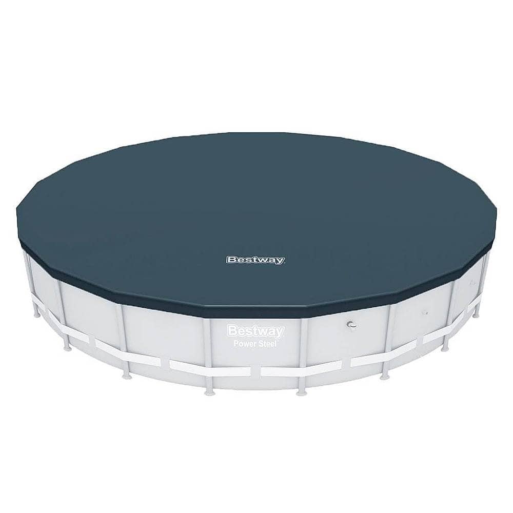 Bestway - Round 20ft Pool Cover for Above Ground Pro Frame Pools Pool Not Included - Blue