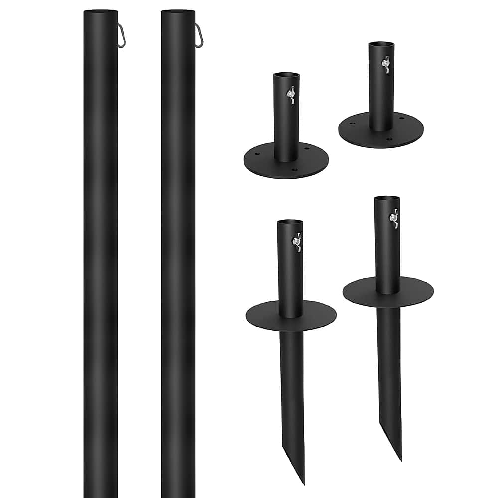 Excello Global Products - Bistro String Light Pole - 2 Pack - Extends to 10 Feet - Universal Mounting Options - Black