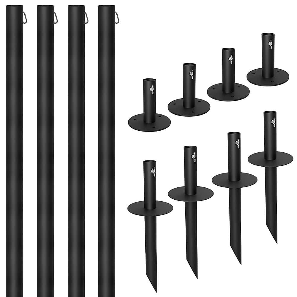 Excello Global Products - Bistro String Light Poles - 4 Pack - Extends to 10 Feet - Universal Mounting Options - Black