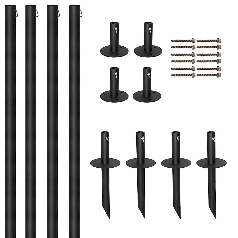 Excello Global Products - Bistro String Light Poles - 4 Pack - Extends to 10 Feet - Universal Mounting Options - Black